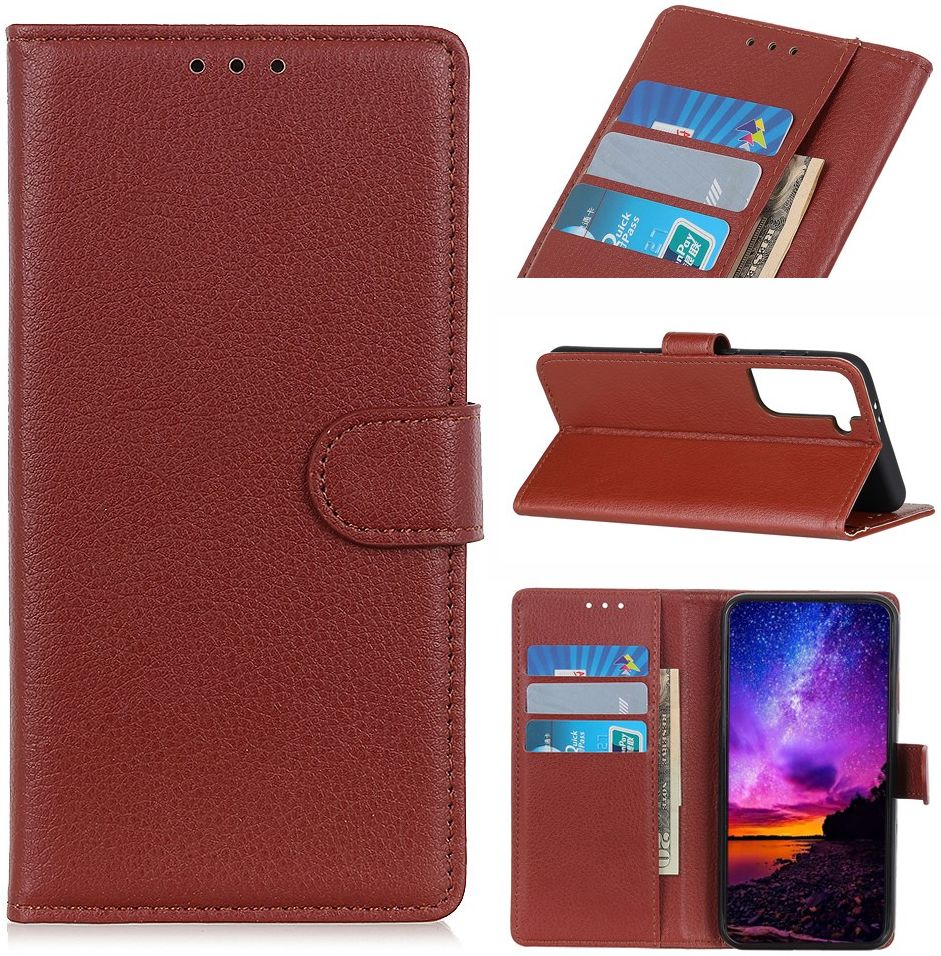 Samsung Galaxy S21 Plus Hoesje met Pasjes Book Case Kunstleer Bruin afbeelding 5