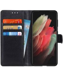 Samsung Galaxy S21 Ultra Hoesje met Pasjes Book Case Kunstleer Zwart