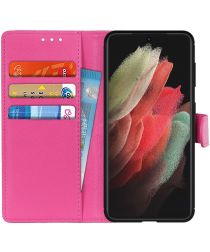 Samsung Galaxy S21 Ultra Hoesje met Pasjes Book Case Kunstleer Roze