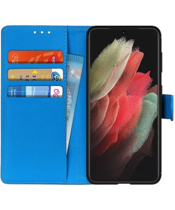 Samsung Galaxy S21 Ultra Hoesje met Pasjes Book Case Kunstleer Blauw Hoesjes