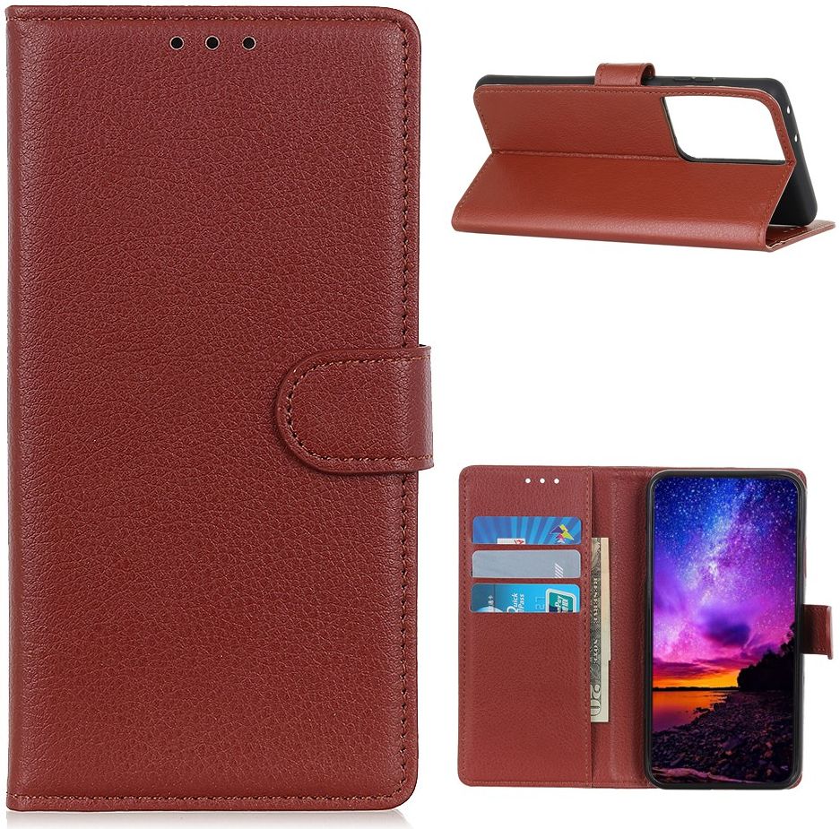 Samsung Galaxy S21 Ultra Hoesje met Pasjes Book Case Kunstleer Bruin afbeelding 5