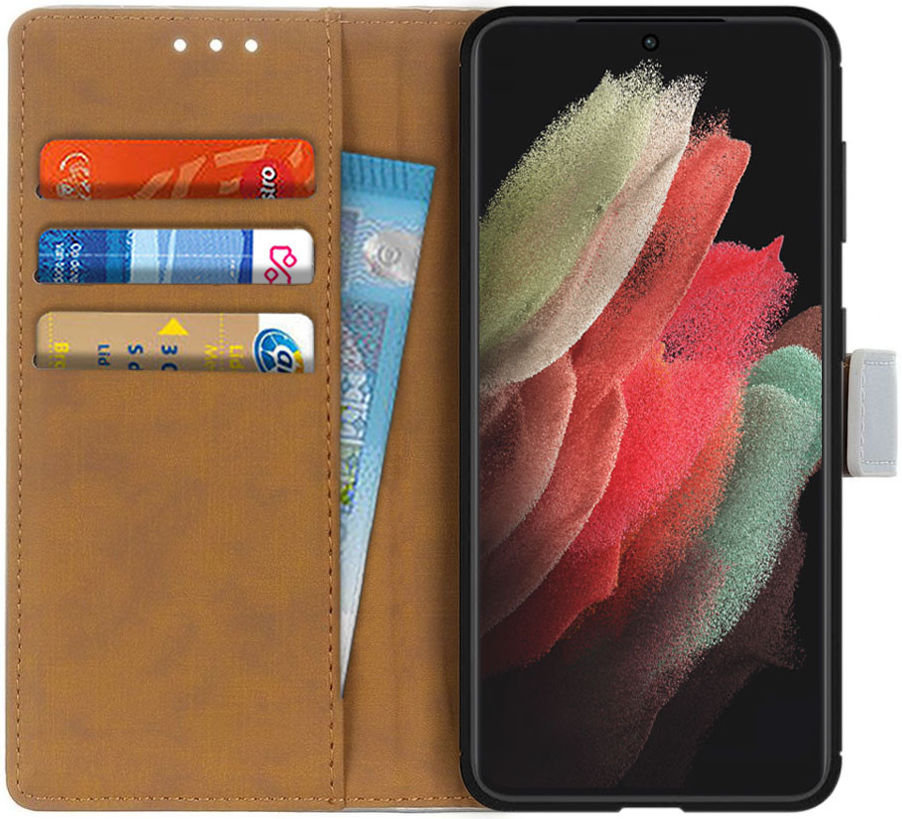 Samsung Galaxy S21 Ultra Hoesje Book Case met Pasjes Zwart afbeelding 2