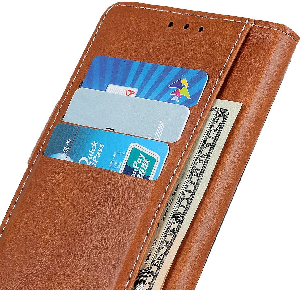 Samsung Galaxy S21 Ultra Hoesje Portemonnee Drukknoop Sluiting Bruin afbeelding 3