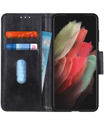 Samsung Galaxy S21 Ultra Hoesje Wallet Book Case Zwart Hoesjes