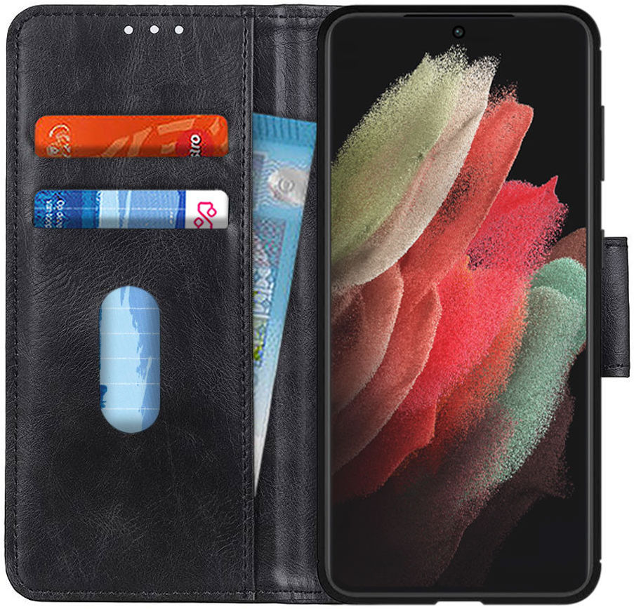 Samsung Galaxy S21 Ultra Hoesje Wallet Book Case Zwart afbeelding 1