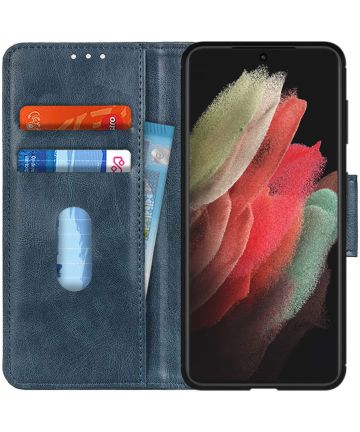 Samsung Galaxy S21 Ultra Hoesje Wallet Book Case Blauw Hoesjes