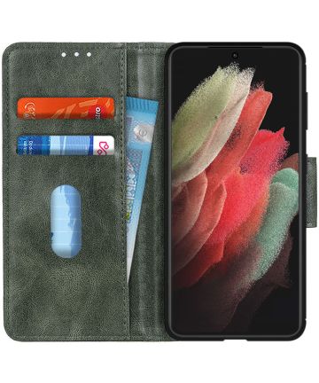 Samsung Galaxy S21 Ultra Hoesje Wallet Book Case Groen Hoesjes