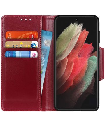 Samsung Galaxy S21 Ultra Hoesje Wallet Book Case Kunstleer Rood Hoesjes