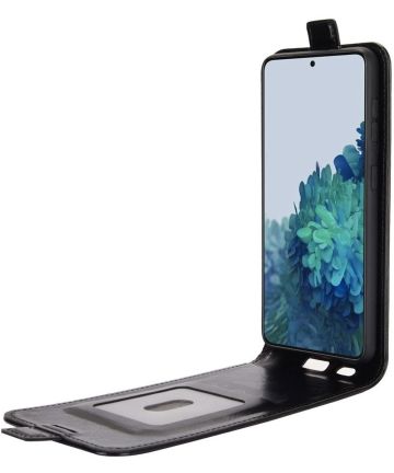Samsung Galaxy S21 Hoesje Verticale Flip Wallet Case Kunstleer Zwart Hoesjes