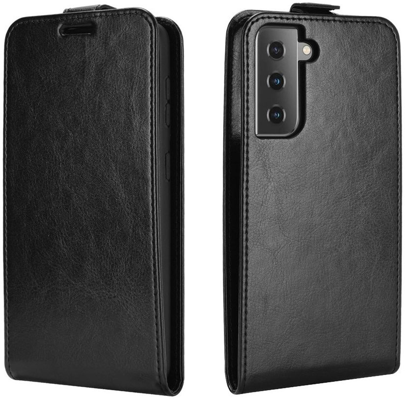 Samsung Galaxy S21 Hoesje Verticale Flip Wallet Case Kunstleer Zwart GSMpunt.nl
