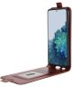 Samsung Galaxy S21 Hoesje Verticale Flip Wallet Case Kunstleer Bruin