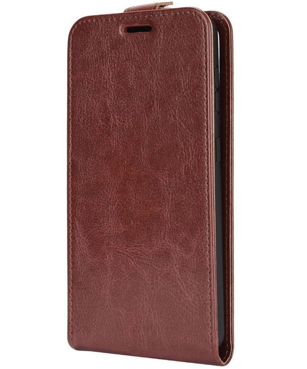 Samsung Galaxy S21 Hoesje Verticale Flip Wallet Case Kunstleer Bruin afbeelding 4