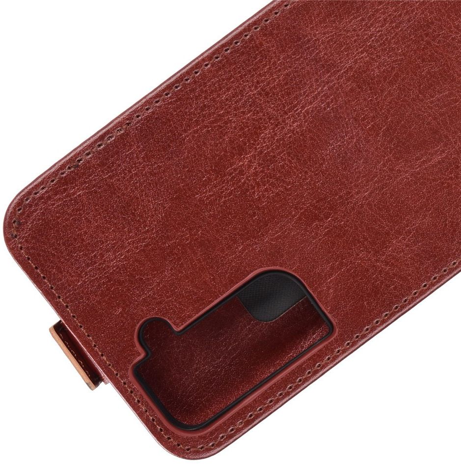 Samsung Galaxy S21 Hoesje Verticale Flip Wallet Case Kunstleer Bruin afbeelding 3