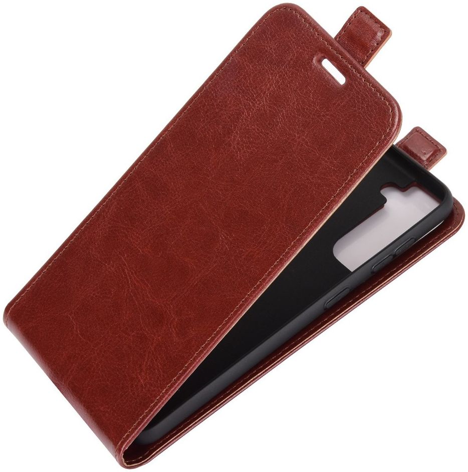 Samsung Galaxy S21 Hoesje Verticale Flip Wallet Case Kunstleer Bruin afbeelding 2