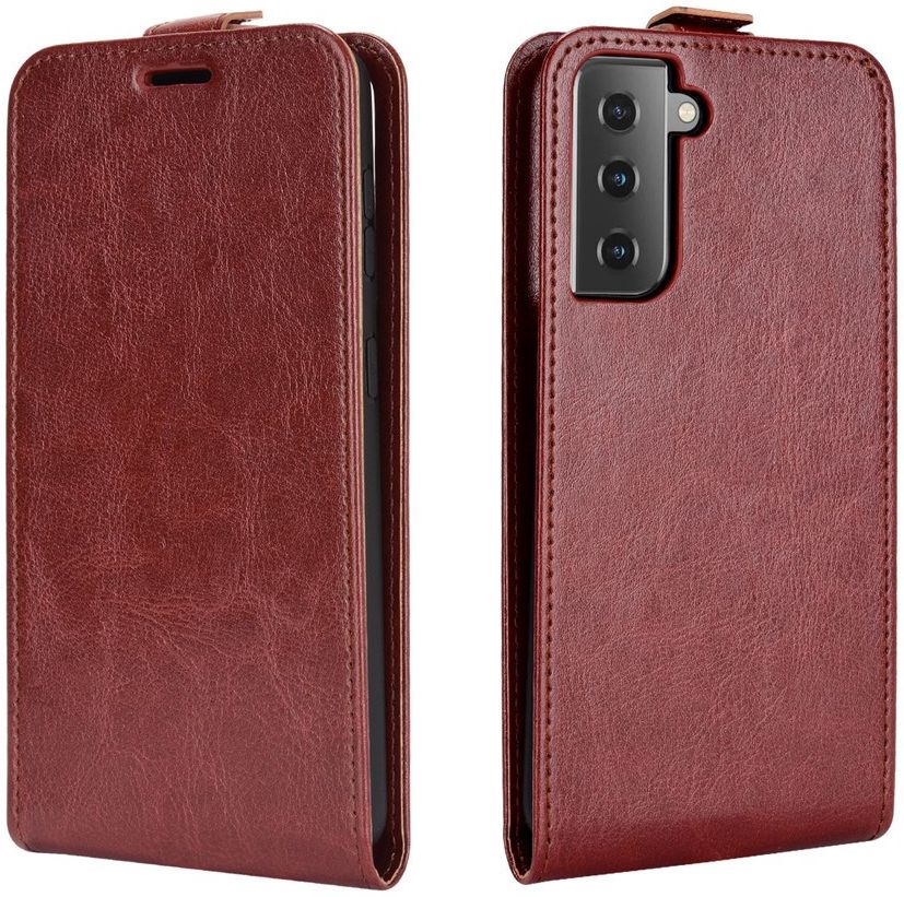Samsung Galaxy S21 Hoesje Verticale Flip Wallet Case Kunstleer Bruin afbeelding 6