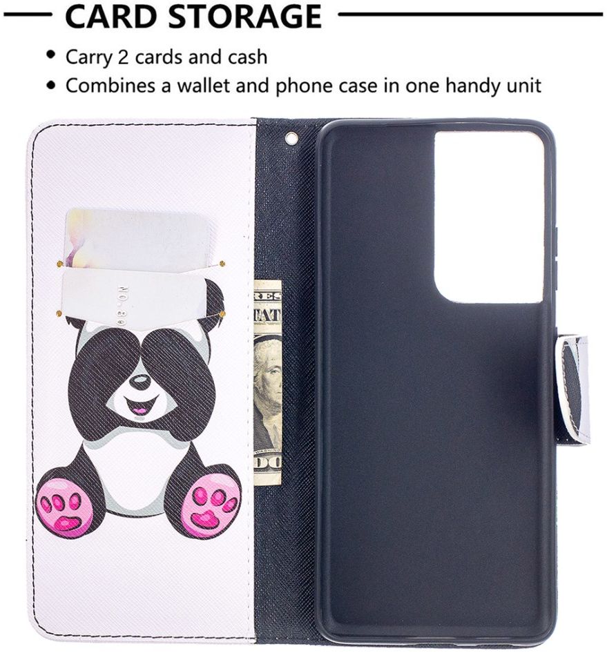 Samsung Galaxy S21 Ultra Portemonnee Hoesje met Panda Print afbeelding 3