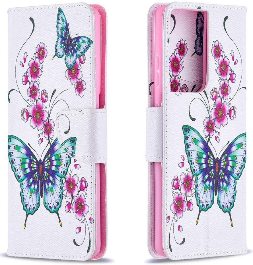 Samsung Galaxy S21 Ultra Portemonnee Hoesje met Vlinders/Bloemen Print afbeelding 5