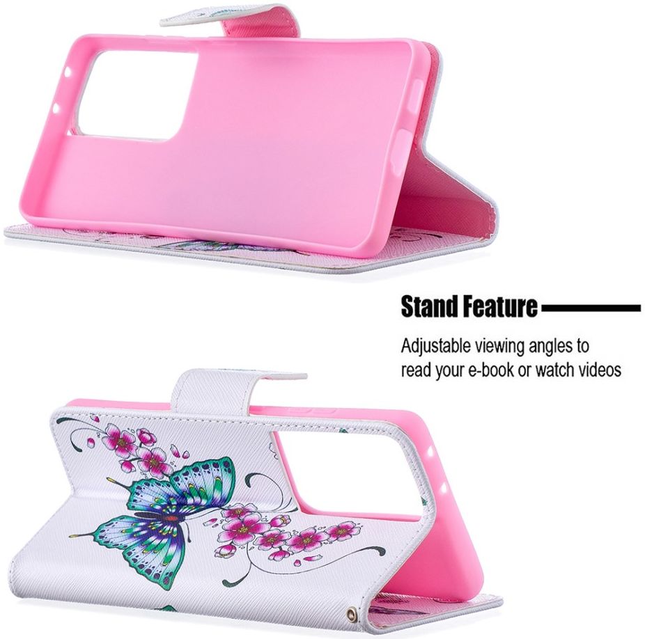 Samsung Galaxy S21 Ultra Portemonnee Hoesje met Vlinders/Bloemen Print afbeelding 7