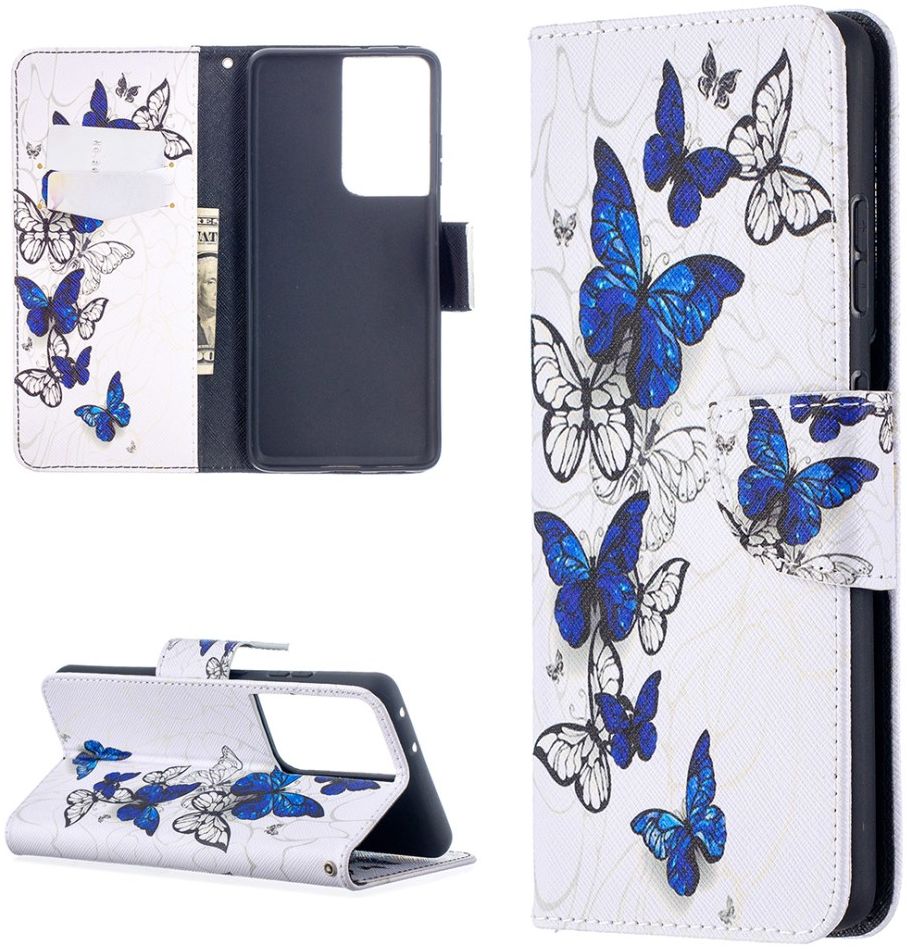 Samsung Galaxy S21 Ultra Portemonnee Hoesje met Vlinders Print afbeelding 4