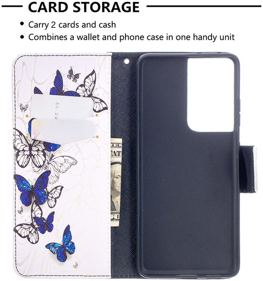Samsung Galaxy S21 Ultra Portemonnee Hoesje met Vlinders Print afbeelding 3