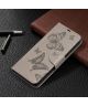 Samsung Galaxy S21 Ultra Hoesje Wallet Case met Vlinder Print Grijs