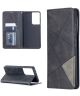Samsung Galaxy S21 Ultra Hoesje Wallet Book Case Geometrie Zwart