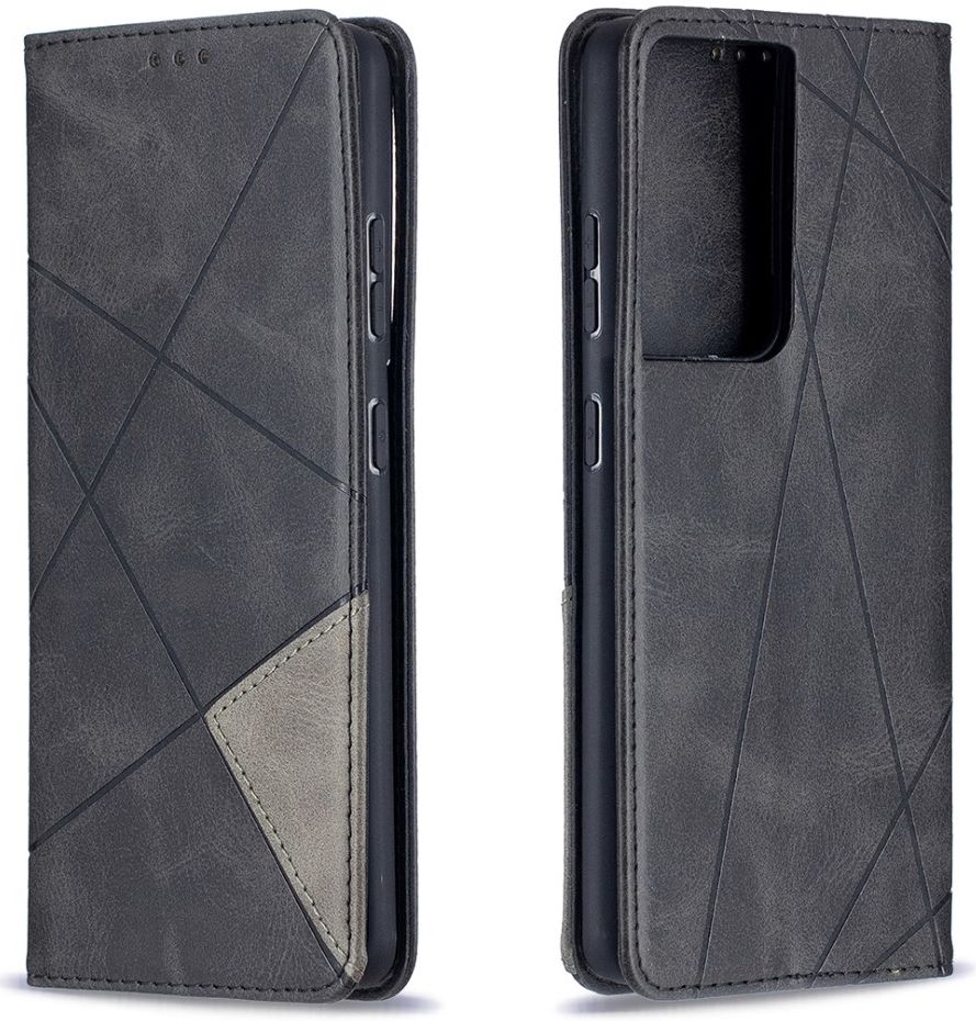 Samsung Galaxy S21 Ultra Hoesje Wallet Book Case Geometrie Zwart afbeelding 3