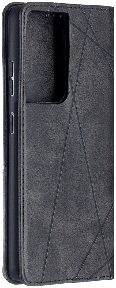 Samsung Galaxy S21 Ultra Hoesje Wallet Book Case Geometrie Zwart afbeelding 2