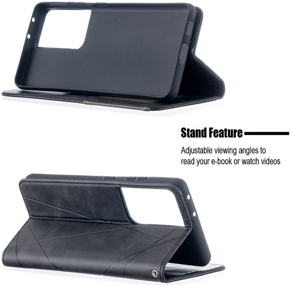 Samsung Galaxy S21 Ultra Hoesje Wallet Book Case Geometrie Zwart afbeelding 5