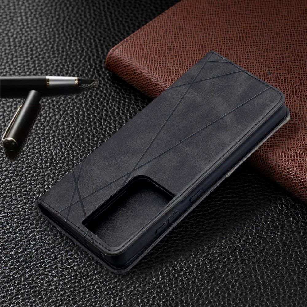 Samsung Galaxy S21 Ultra Hoesje Wallet Book Case Geometrie Zwart afbeelding 9