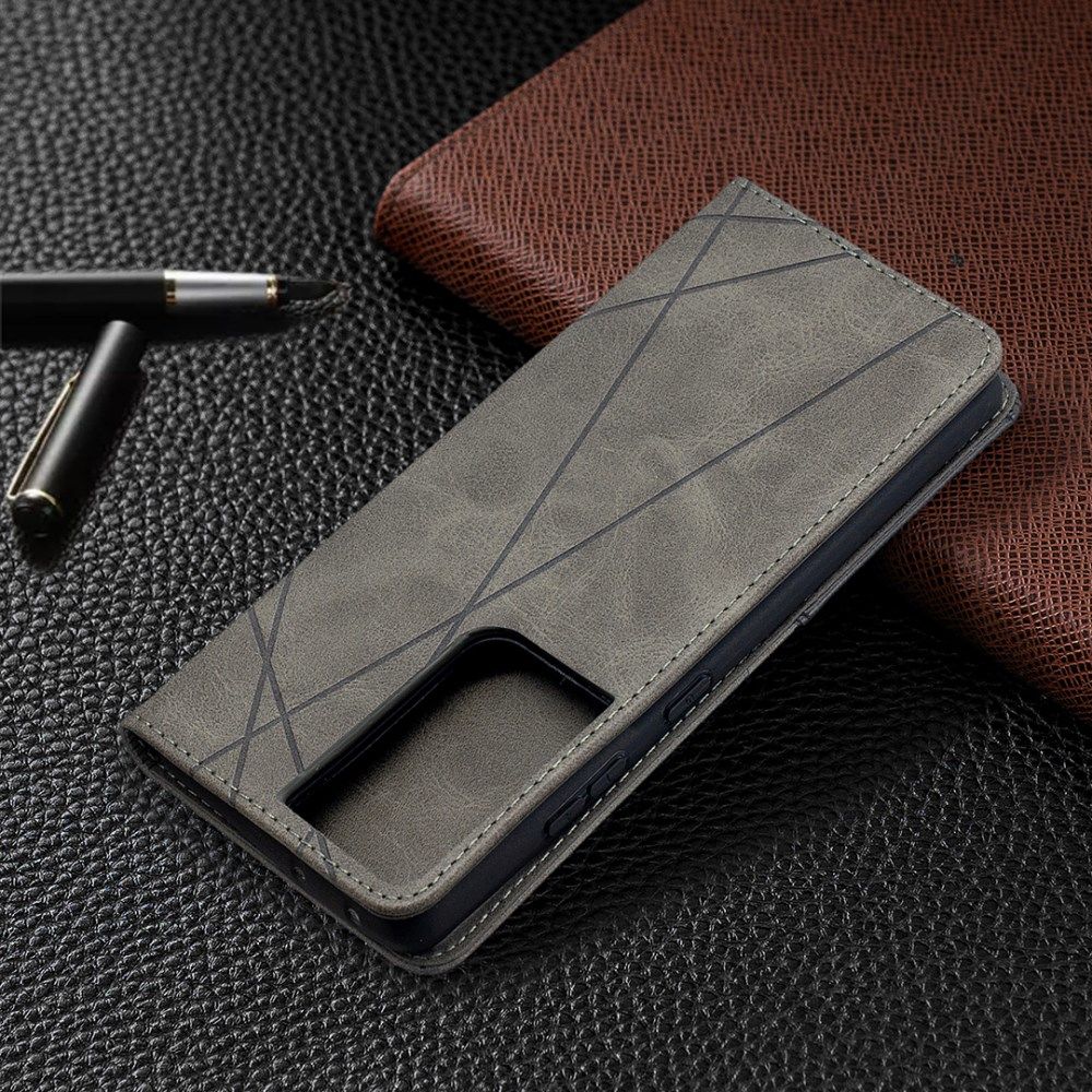 Samsung Galaxy S21 Ultra Hoesje Wallet Book Case Geometrie Grijs afbeelding 9