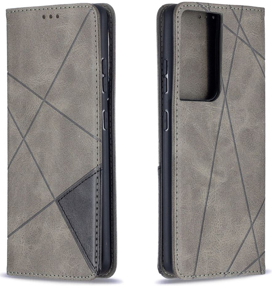 Samsung Galaxy S21 Ultra Hoesje Wallet Book Case Geometrie Grijs afbeelding 3