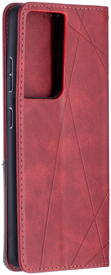 Samsung Galaxy S21 Ultra Hoesje Wallet Book Case Geometrie Rood afbeelding 2