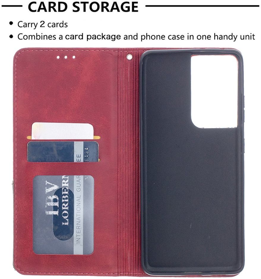 Samsung Galaxy S21 Ultra Hoesje Wallet Book Case Geometrie Rood afbeelding 7