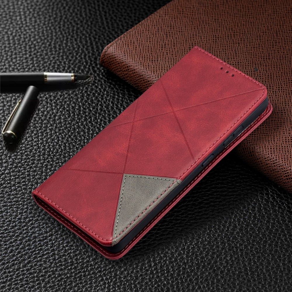 Samsung Galaxy S21 Ultra Hoesje Wallet Book Case Geometrie Rood afbeelding 8