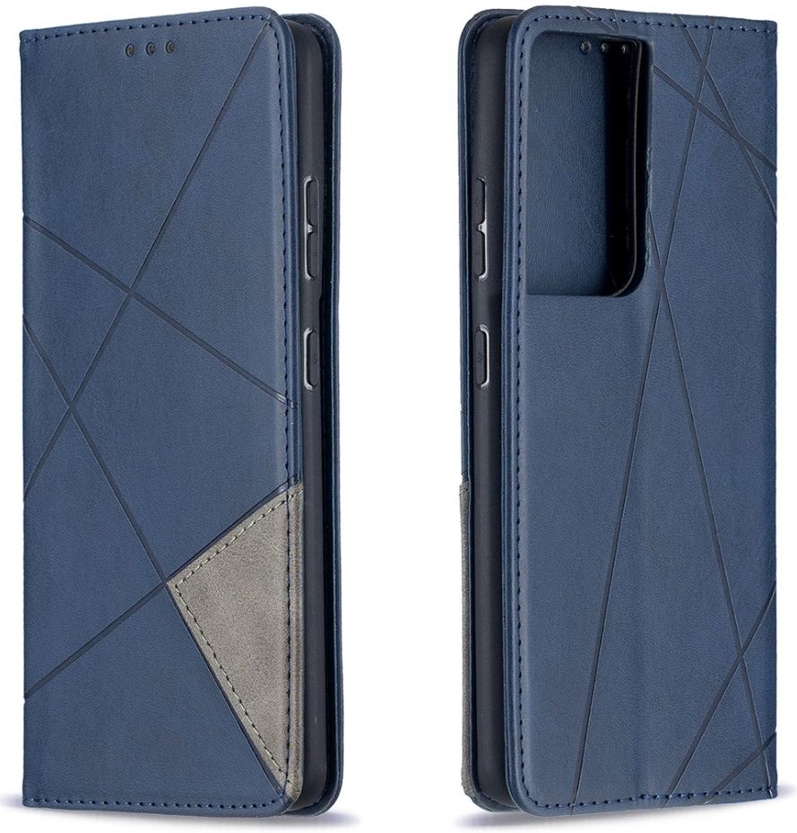 Samsung Galaxy S21 Ultra Hoesje Wallet Book Case Geometrie Blauw afbeelding 3