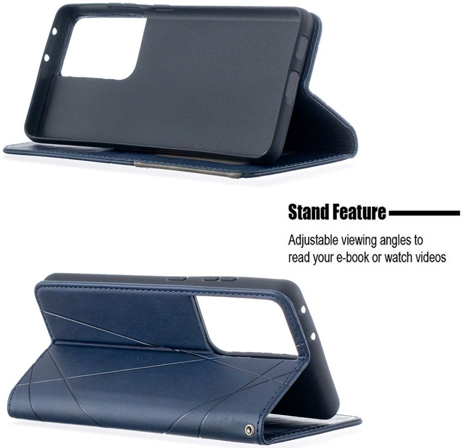 Samsung Galaxy S21 Ultra Hoesje Wallet Book Case Geometrie Blauw afbeelding 5