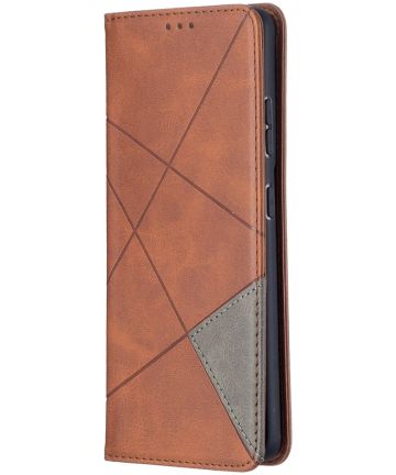 Samsung Galaxy S21 Ultra Hoesje Wallet Book Case Geometrie Coffee Hoesjes