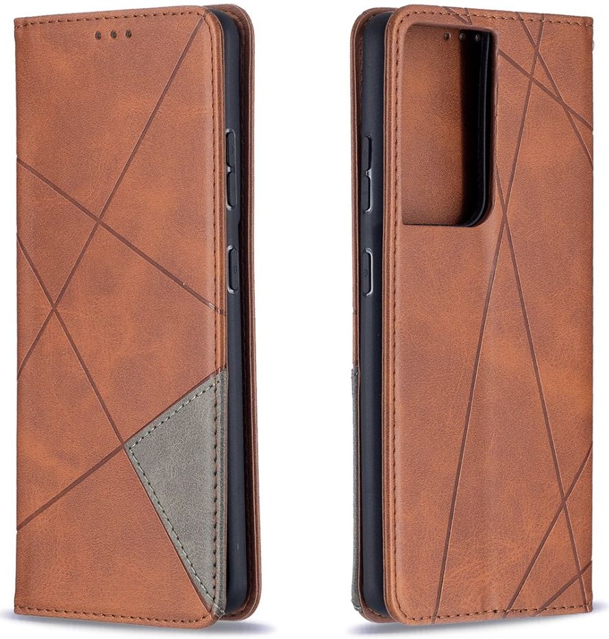 Samsung Galaxy S21 Ultra Hoesje Wallet Book Case Geometrie Coffee afbeelding 3