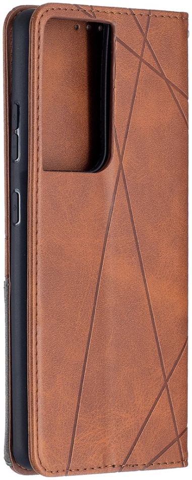 Samsung Galaxy S21 Ultra Hoesje Wallet Book Case Geometrie Coffee afbeelding 2