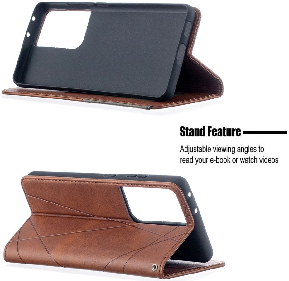 Samsung Galaxy S21 Ultra Hoesje Wallet Book Case Geometrie Coffee afbeelding 5