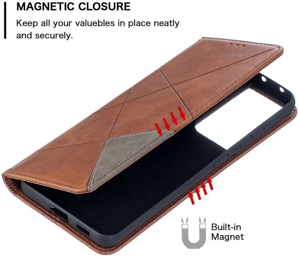 Samsung Galaxy S21 Ultra Hoesje Wallet Book Case Geometrie Coffee afbeelding 6
