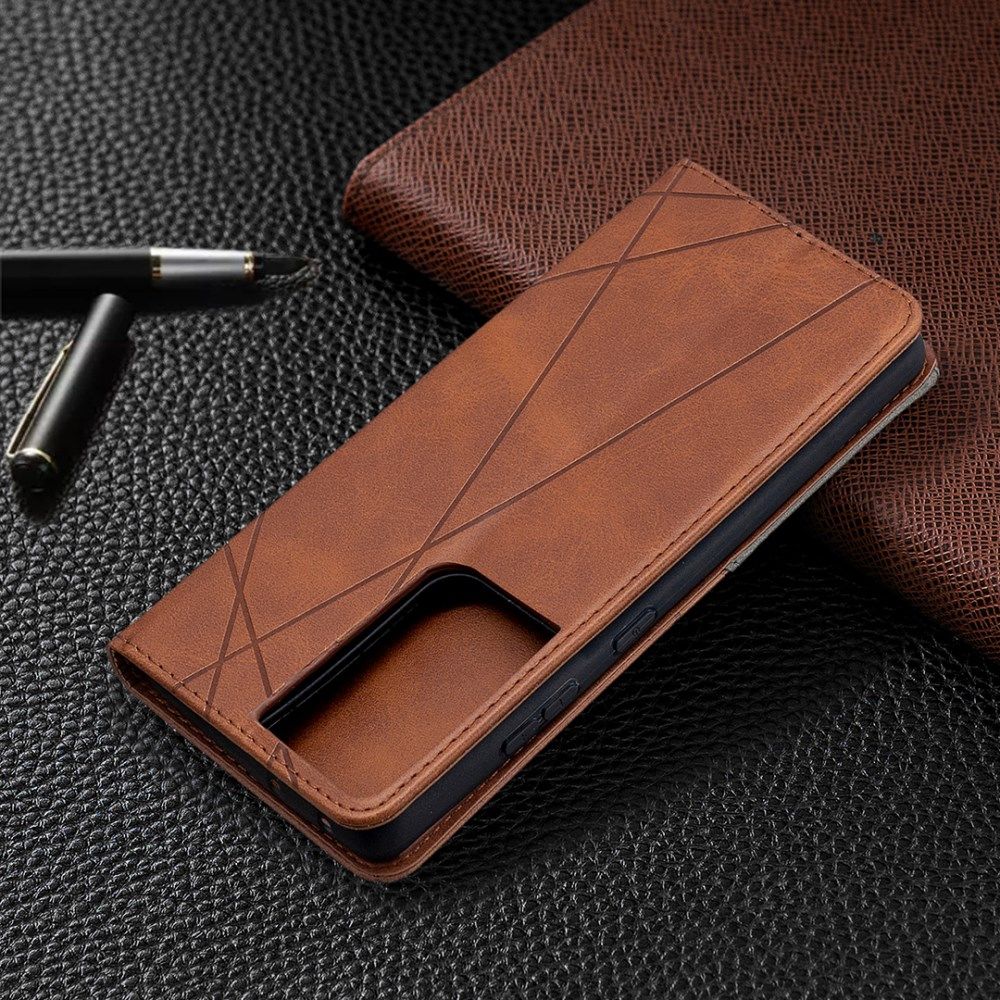 Samsung Galaxy S21 Ultra Hoesje Wallet Book Case Geometrie Coffee afbeelding 9
