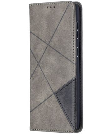 Samsung Galaxy S21 Plus Hoesje Wallet Book Case Geometrie Design Grijs Hoesjes
