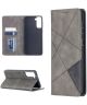 Samsung Galaxy S21 Plus Hoesje Wallet Book Case Geometrie Design Grijs