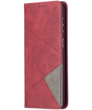 Samsung Galaxy S21 Plus Hoesje Wallet Book Case Geometrie Design Rood Hoesjes