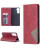 Samsung Galaxy S21 Plus Hoesje Wallet Book Case Geometrie Design Rood