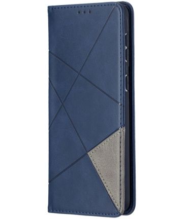 Samsung Galaxy S21 Plus Hoesje Wallet Book Case Geometrie Design Blauw Hoesjes