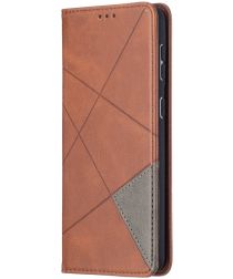 Samsung Galaxy S21 Plus Hoesje Wallet Book Case Geometrie Design Bruin