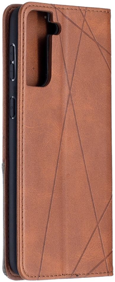Samsung Galaxy S21 Plus Hoesje Wallet Book Case Geometrie Design Bruin afbeelding 2